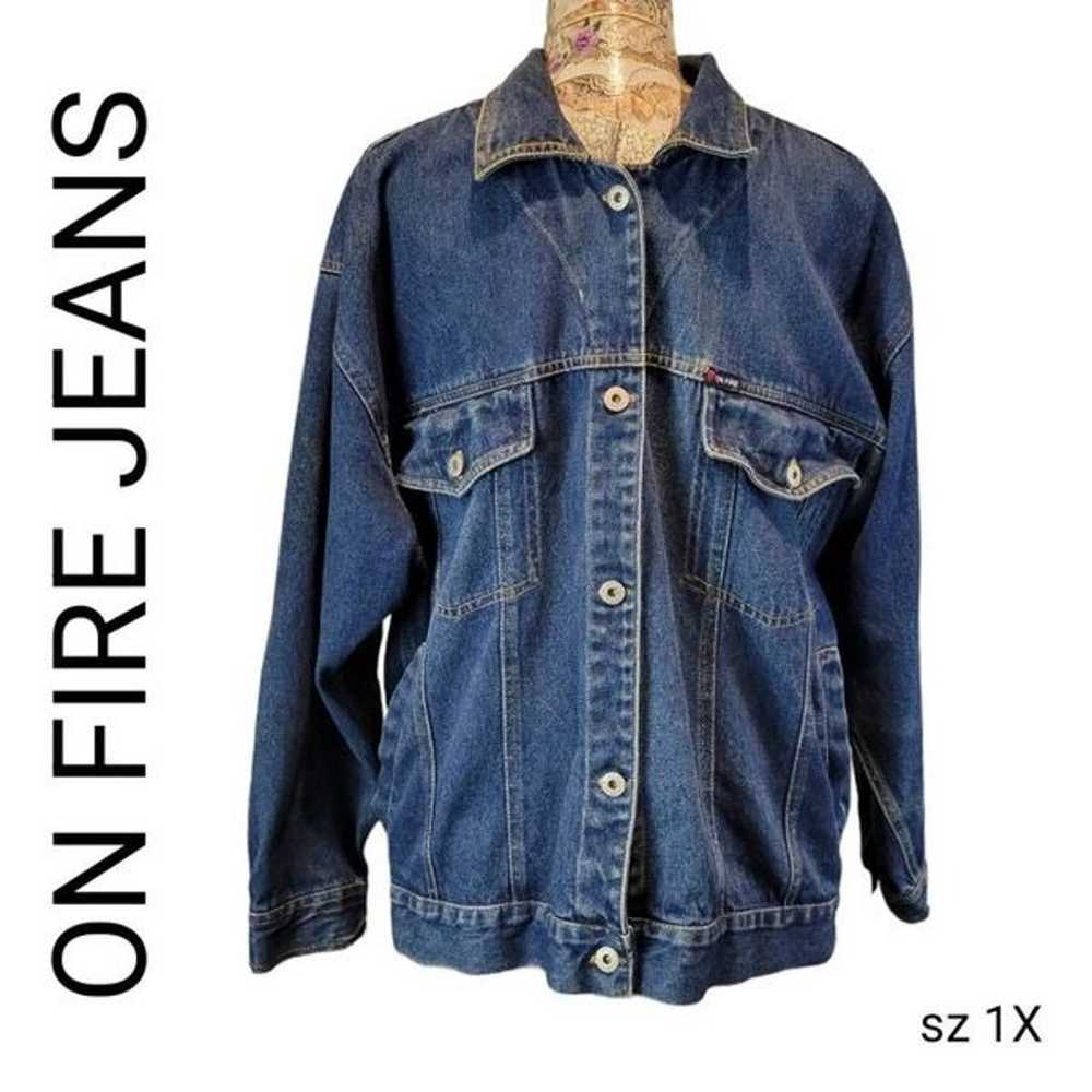 On Fire Jeans Vintage Streetwear Blue Denim Cotto… - image 1