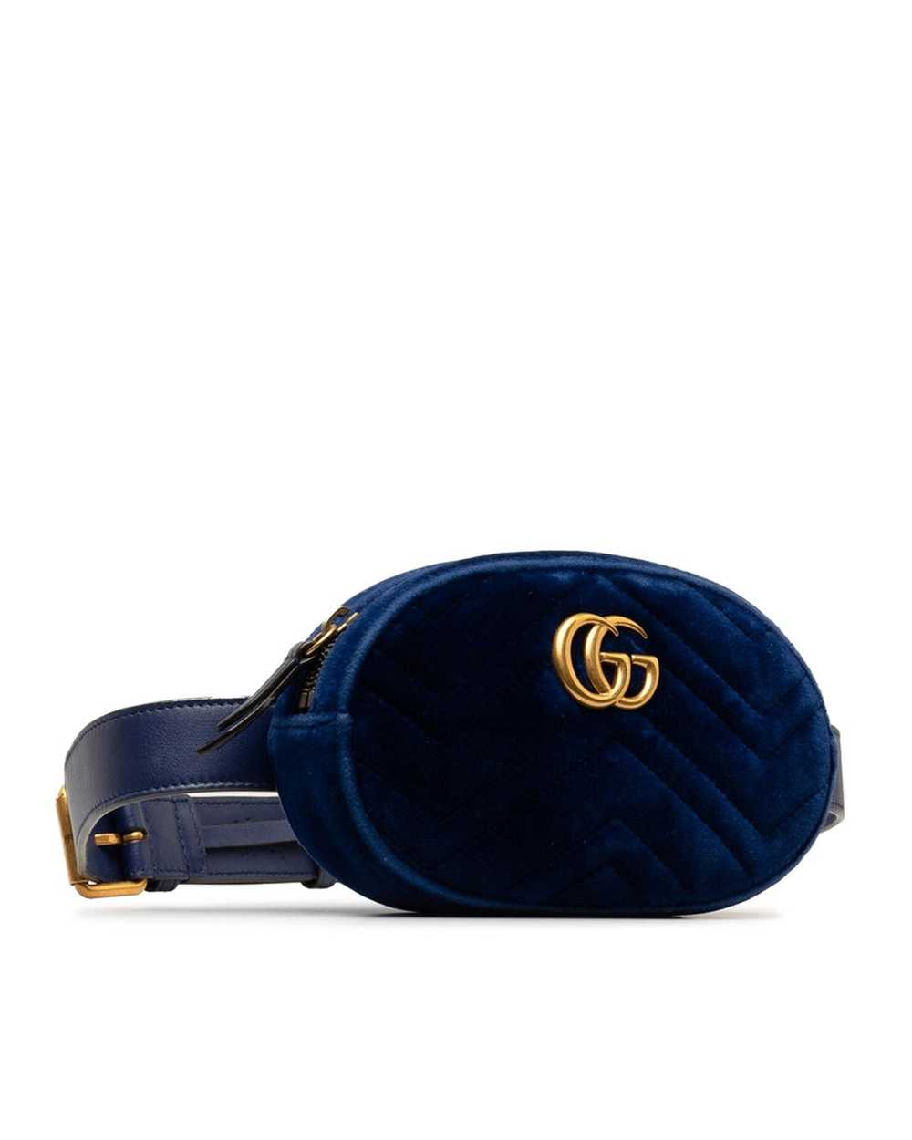 Gucci Blue Velour Belt Bag - GG Marmont - image 2
