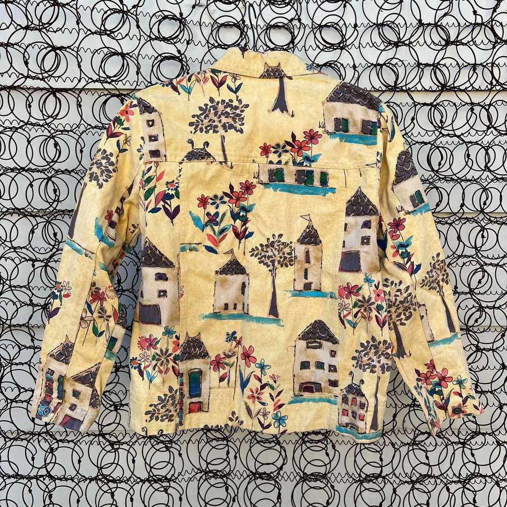 Chicos Y2K Chico's Yellow Cottage Tree Flower Jac… - image 2