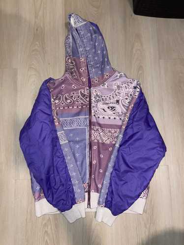 Streetwear × Vintage Purple Paisley Zip Up Hoodie