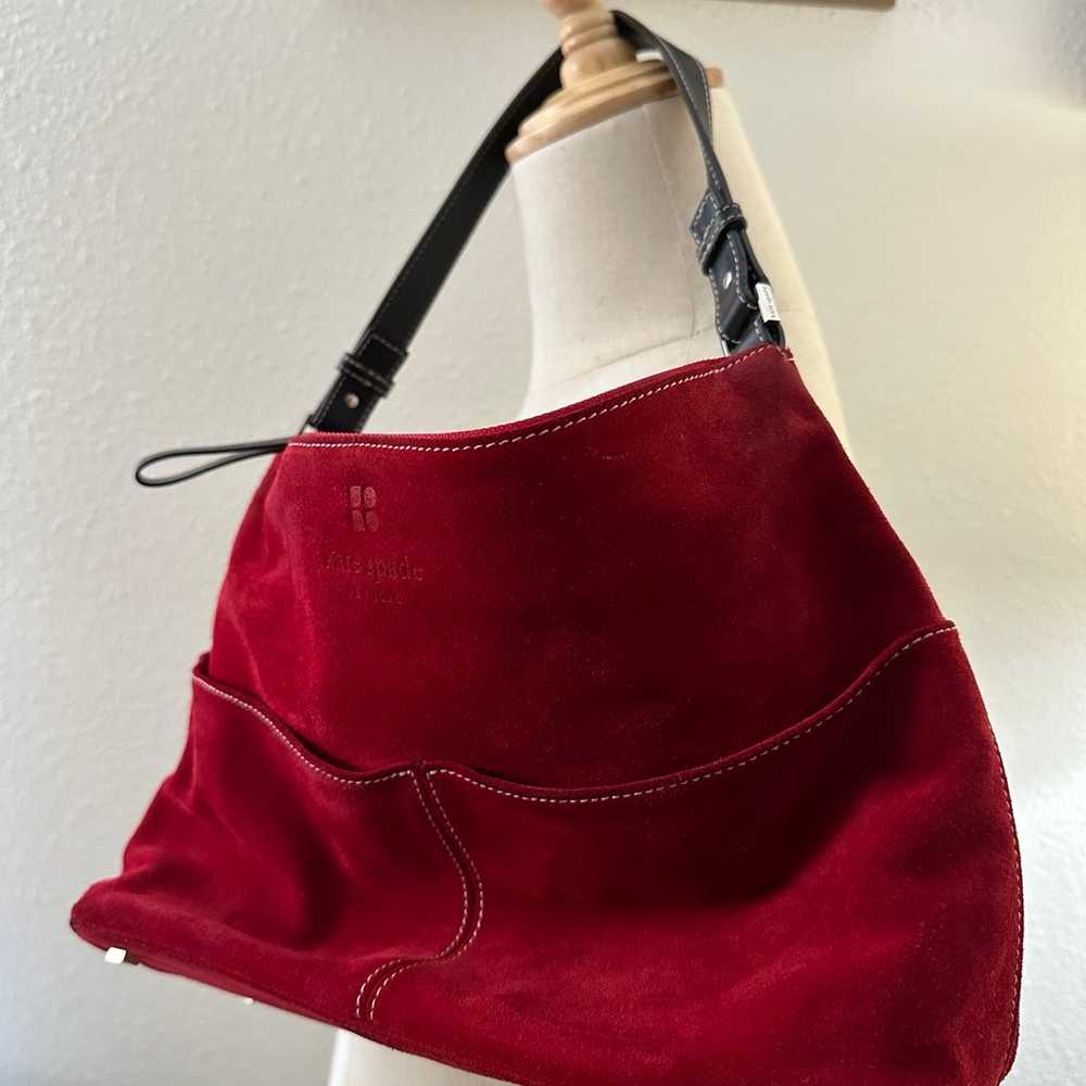 Kate Spade Red suede original shoulder handbag Pa… - image 6