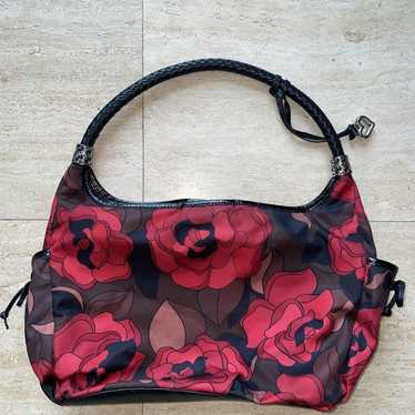 Women's Brighton Red Floral Roses Fabric Black Le… - image 1