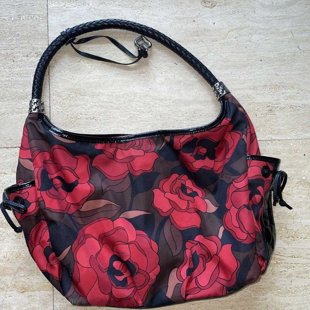 Women's Brighton Red Floral Roses Fabric Black Le… - image 2