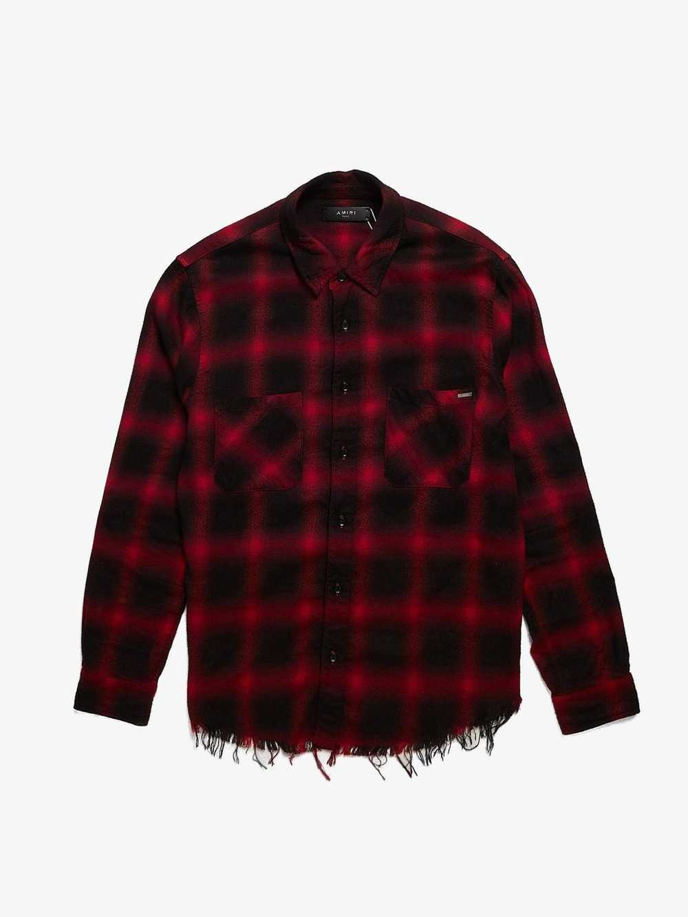 Amiri Red & Black Buttoned Checkered Distressed C… - image 1