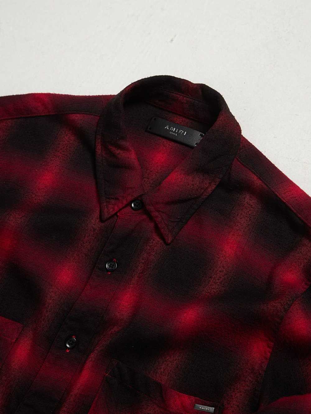 Amiri Red & Black Buttoned Checkered Distressed C… - image 3