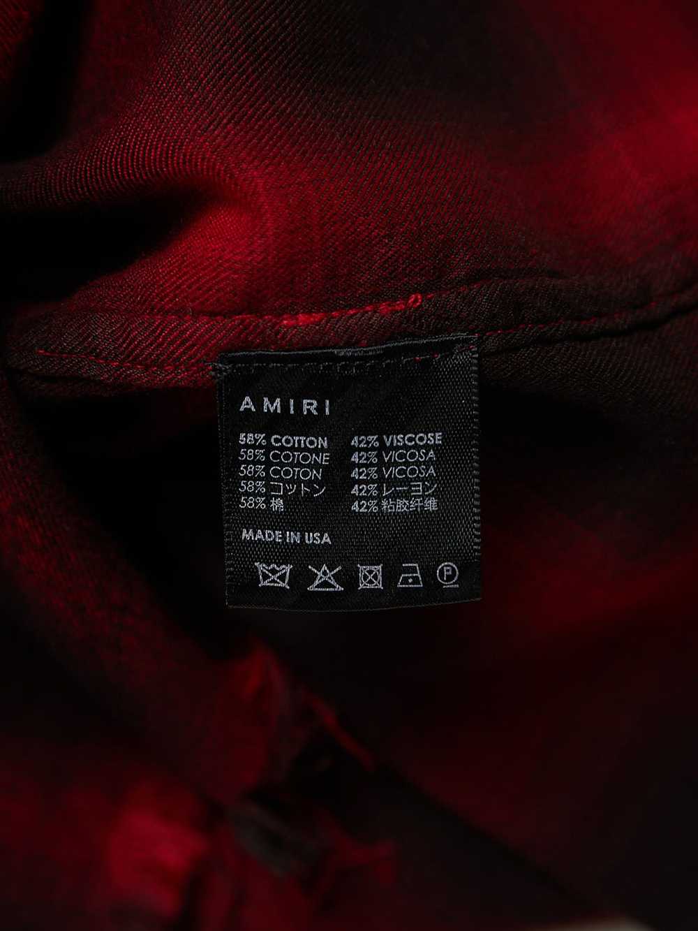 Amiri Red & Black Buttoned Checkered Distressed C… - image 4