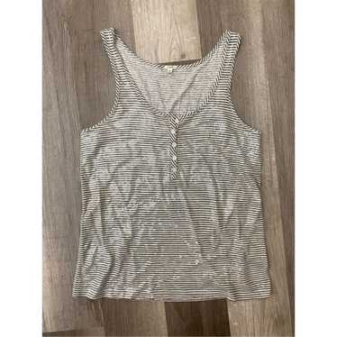 Crew J. CREW Sequin Stripe Henley Tank in Quarry … - image 1