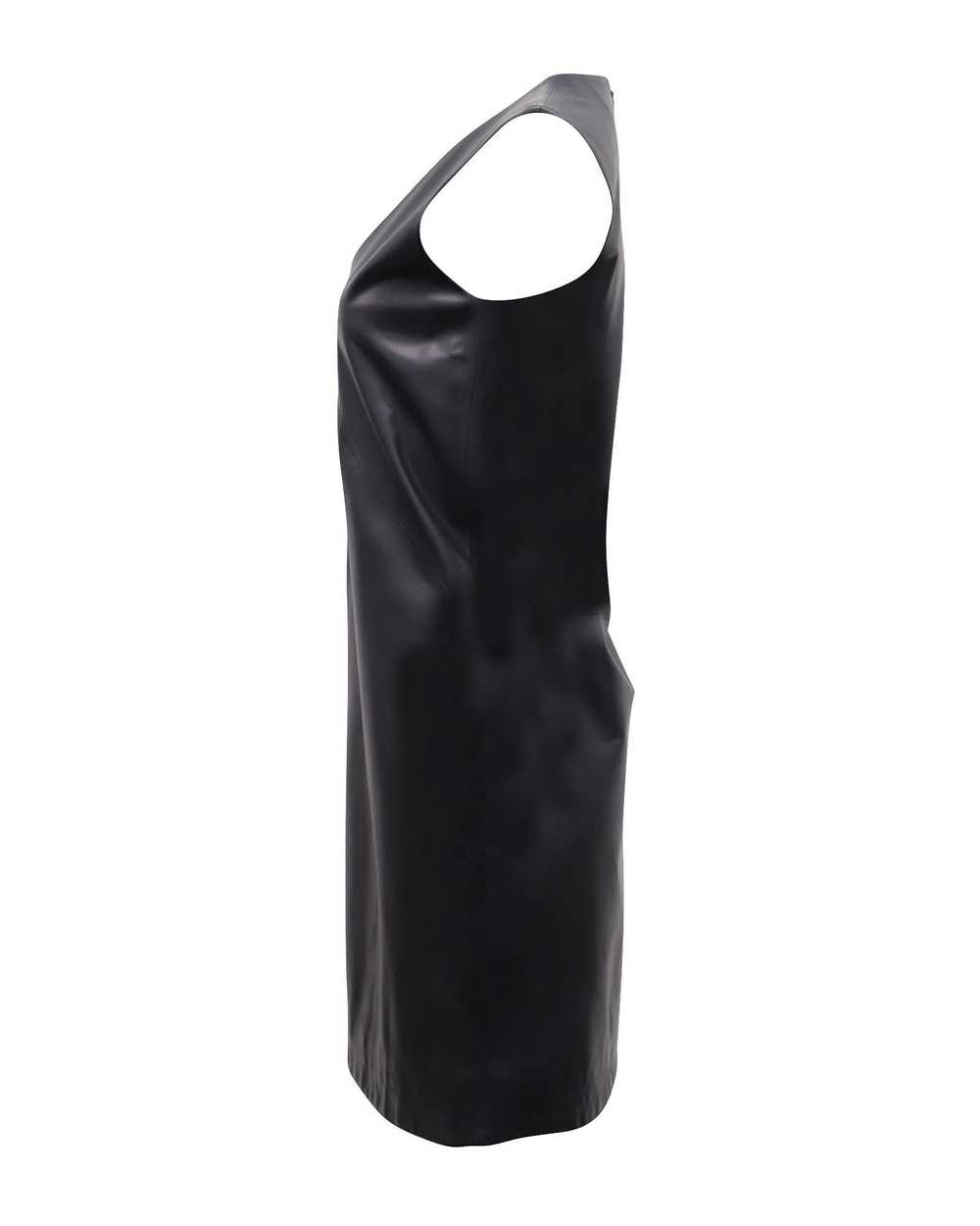 The Row Black Leather V-Neck Mini Dress by The Row - image 2