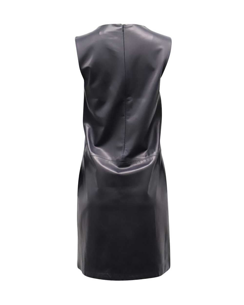 The Row Black Leather V-Neck Mini Dress by The Row - image 3