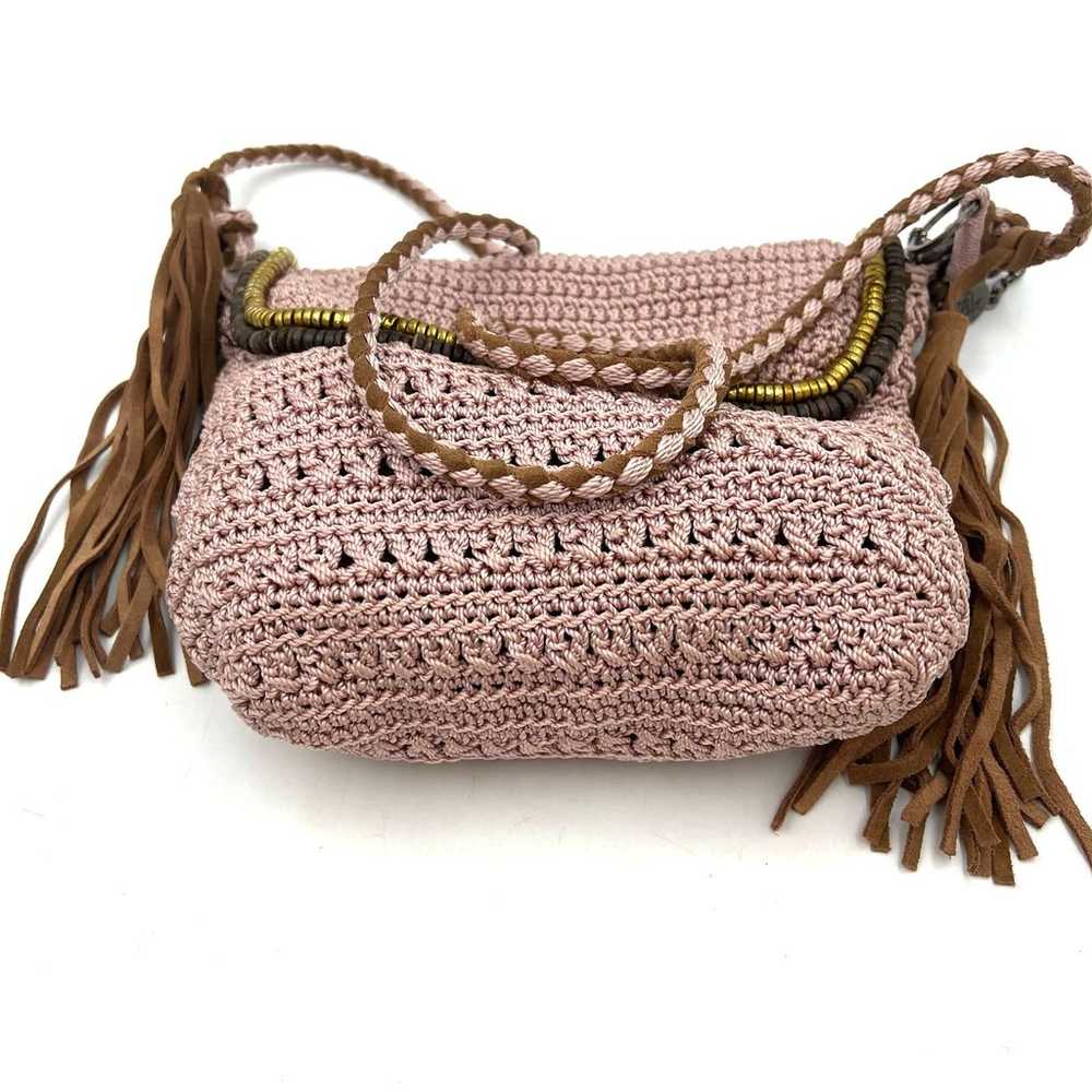 The Sak Pink Crochet Crossbody Bag Tassel Fringe - image 8