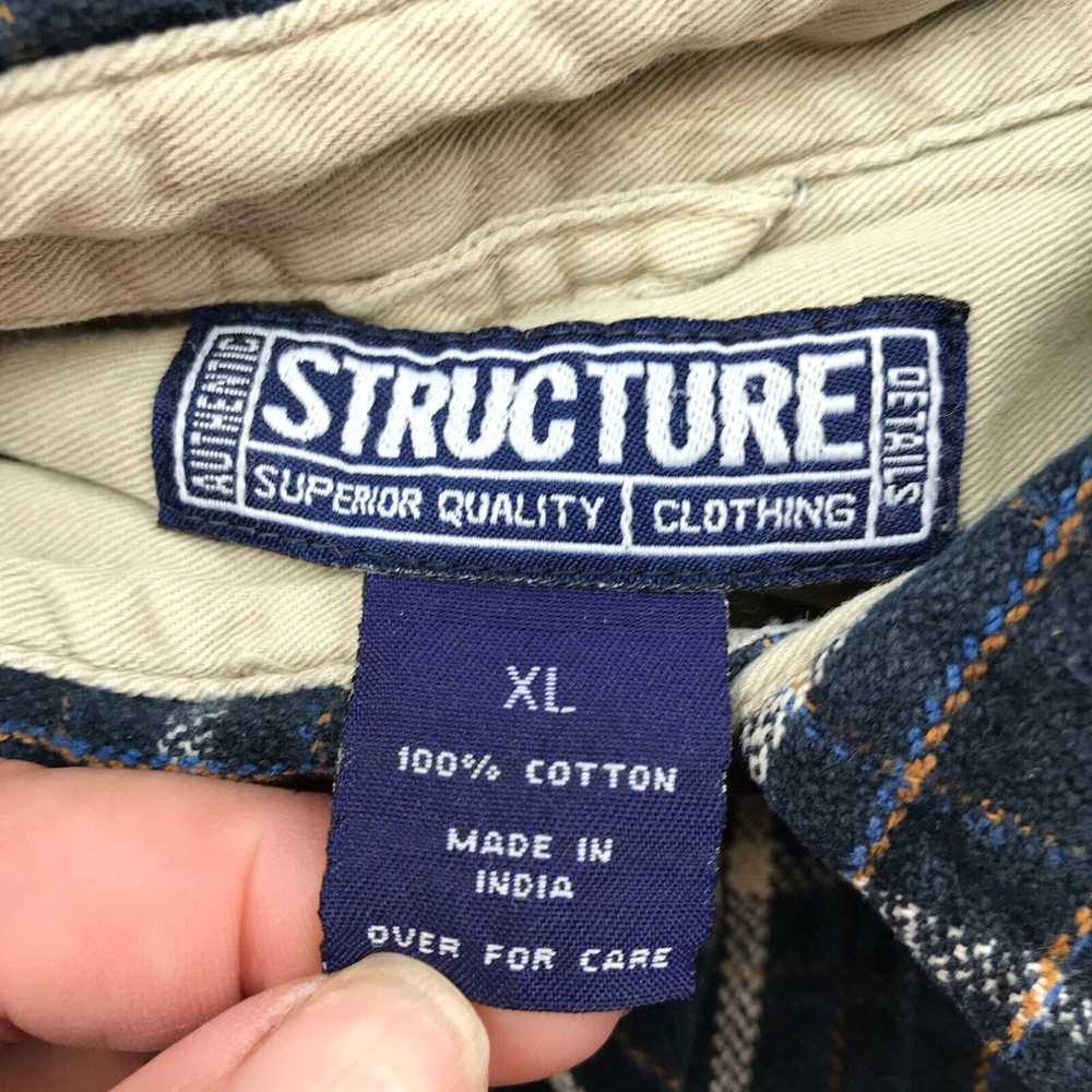 Vintage Structure Shirt Adult XL Blue Check Super… - image 3