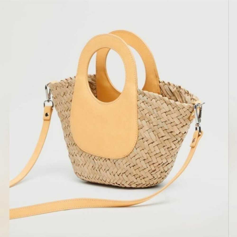 MANGO Mini Straw Crossbody Basket Bucket Handbag … - image 9