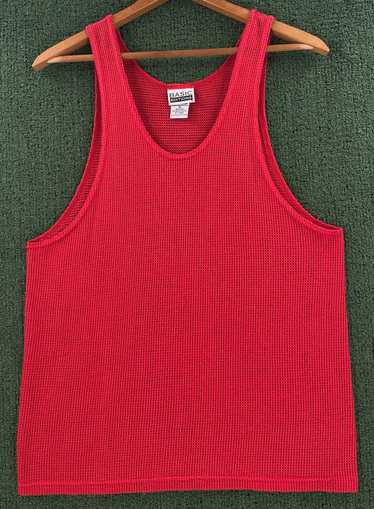 Basic Editions 80’s Mesh Red Polyester Cotton Ble… - image 1