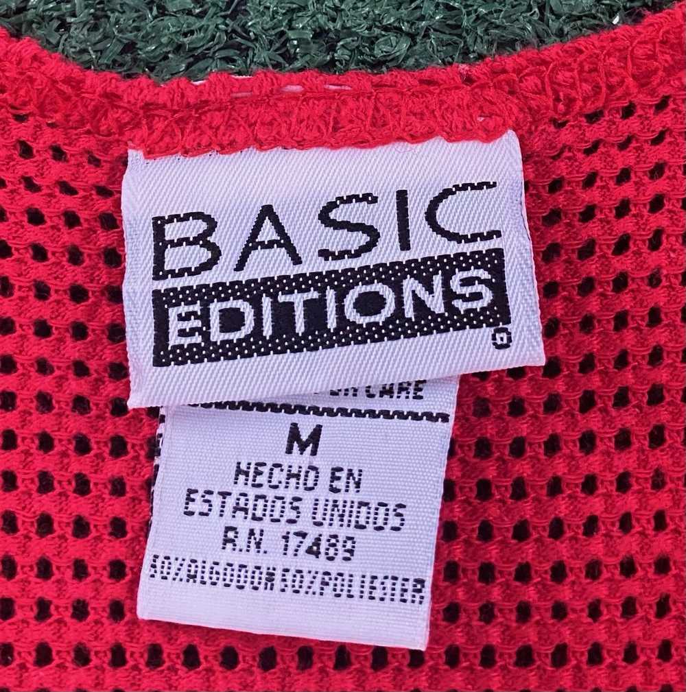 Basic Editions 80’s Mesh Red Polyester Cotton Ble… - image 3