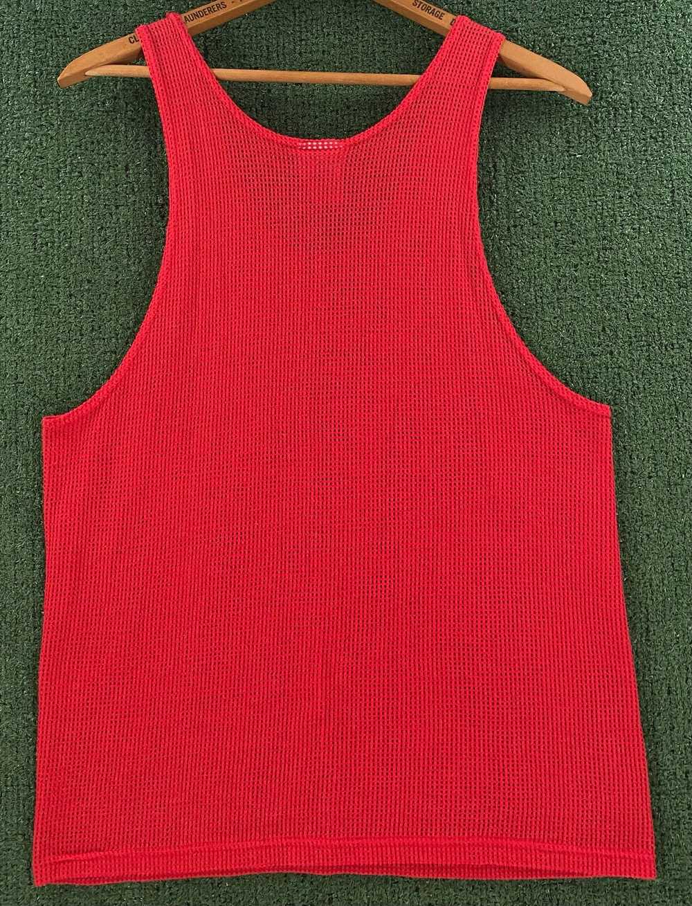 Basic Editions 80’s Mesh Red Polyester Cotton Ble… - image 4