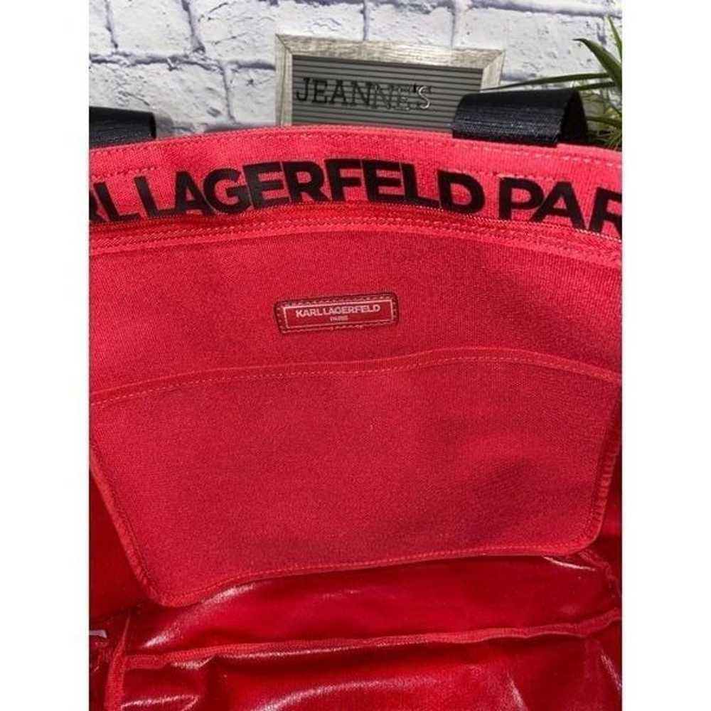 KARL LAGERFELD PARIS Kristen Tote Bag in Red canv… - image 10