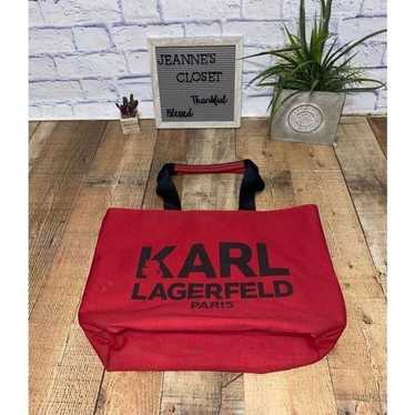 KARL LAGERFELD PARIS Kristen Tote Bag in Red canv… - image 1