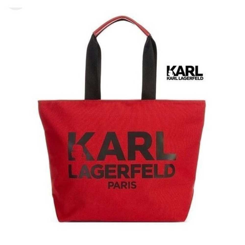 KARL LAGERFELD PARIS Kristen Tote Bag in Red canv… - image 2