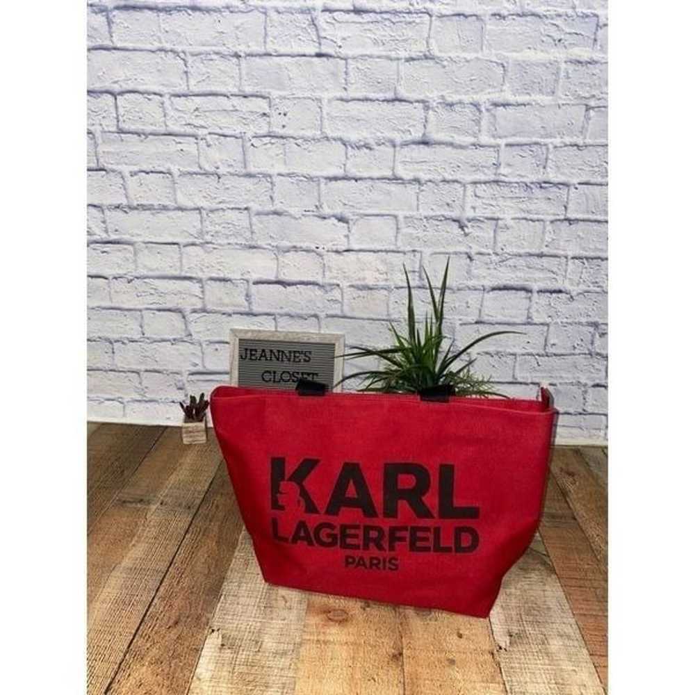 KARL LAGERFELD PARIS Kristen Tote Bag in Red canv… - image 3