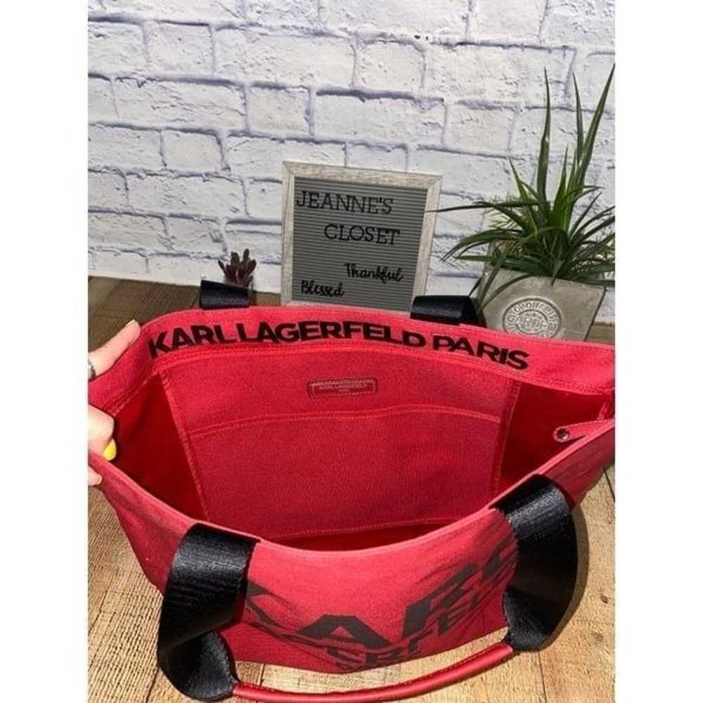 KARL LAGERFELD PARIS Kristen Tote Bag in Red canv… - image 9