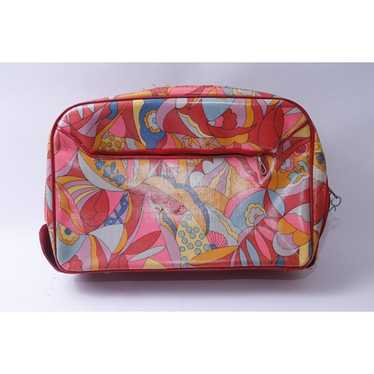 70s Suitcase Red, Floral, Colorful, Bright, Purse… - image 1