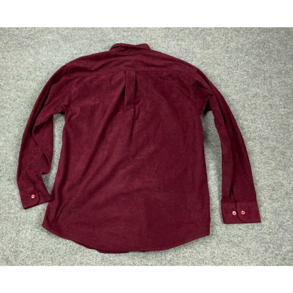 Vintage Retro Dark Red Velour Button Up Shirt Adu… - image 2
