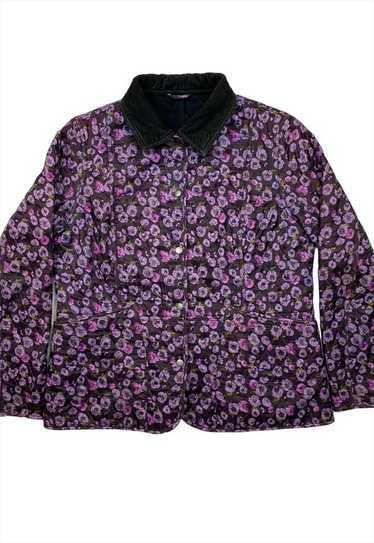 Barbour Vintage Ladies Purple Floral Quilted Jacke
