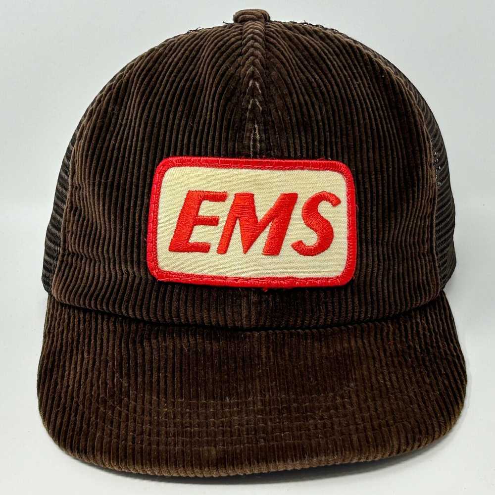 Vintage EMS Patch Corduroy Snapback Trucker Hat V… - image 11