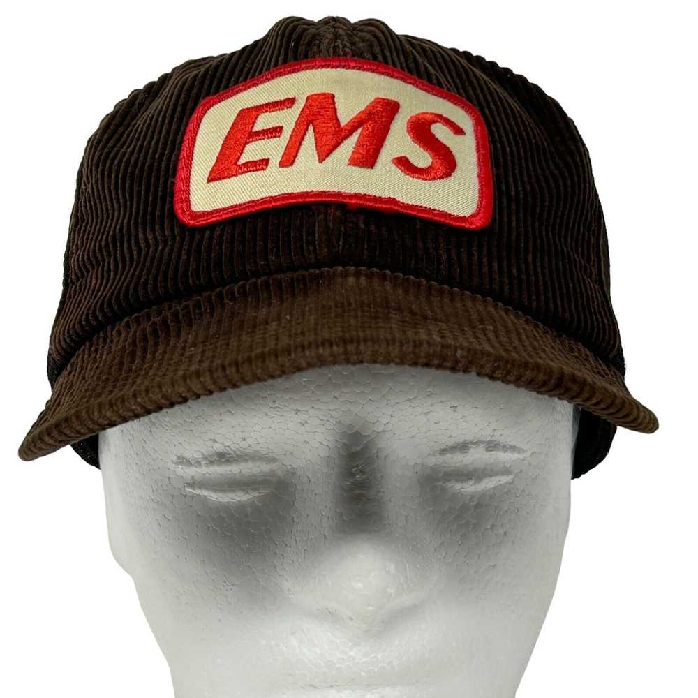 Vintage EMS Patch Corduroy Snapback Trucker Hat V… - image 2