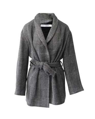 Iro Grey Weave Texture Oversized Coat with Shawl C