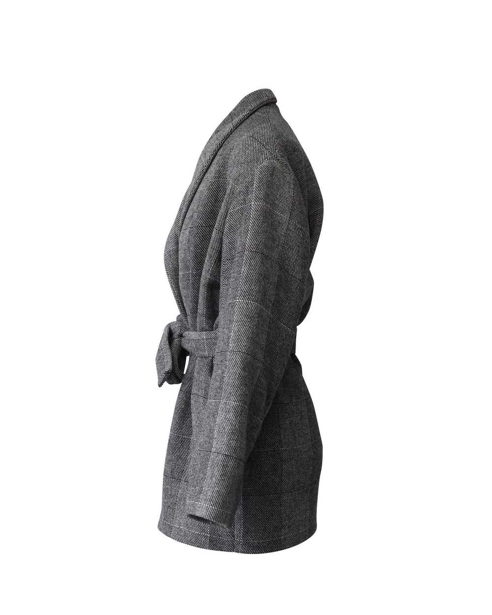 Iro Grey Weave Texture Oversized Coat with Shawl … - image 2