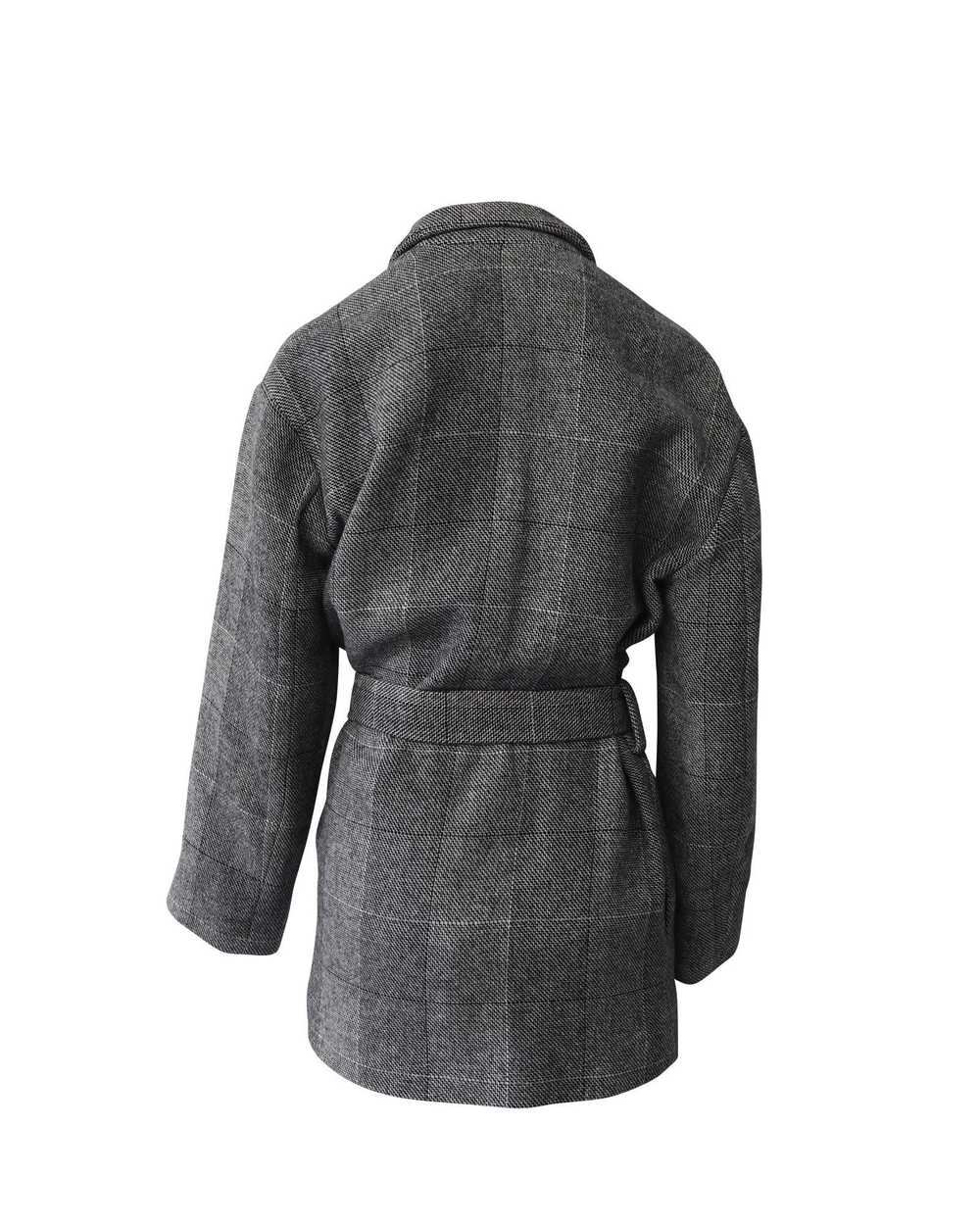 Iro Grey Weave Texture Oversized Coat with Shawl … - image 3