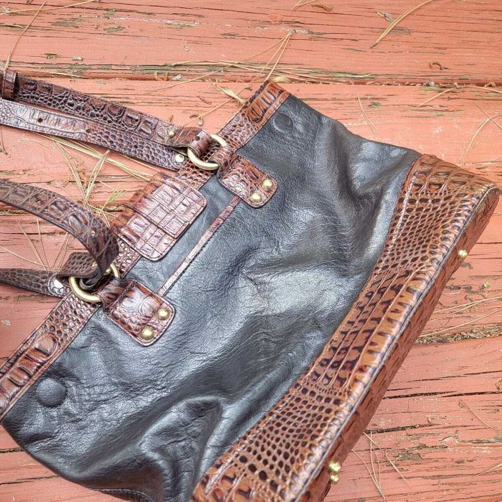 Vintage Brahmin Two Toned Black Leather Brown Cro… - image 4