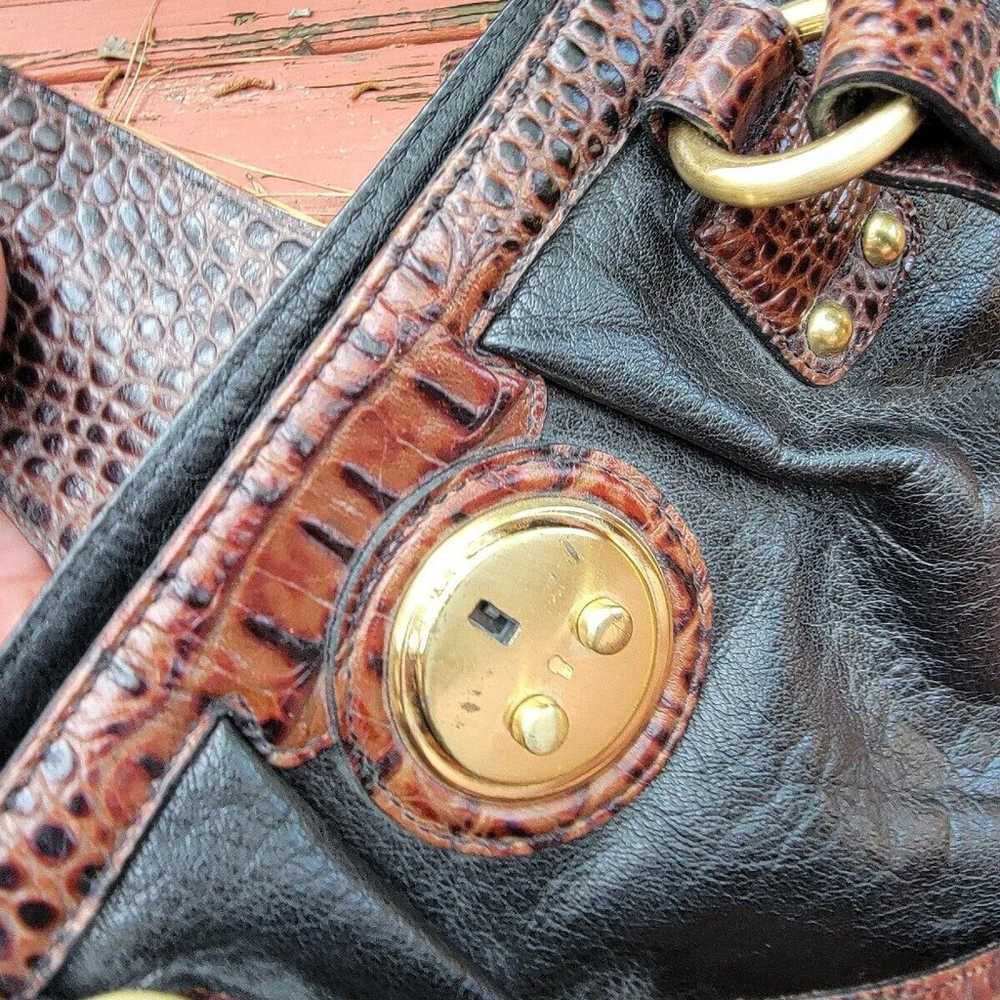 Vintage Brahmin Two Toned Black Leather Brown Cro… - image 5