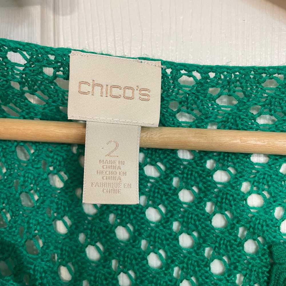 Chicos Chicos Emerald Green Open Knit Tunic Long … - image 3