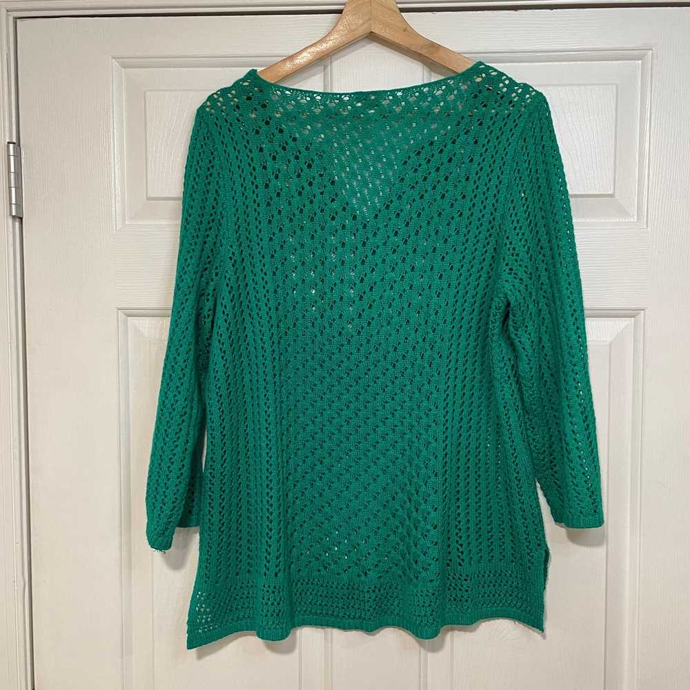 Chicos Chicos Emerald Green Open Knit Tunic Long … - image 4
