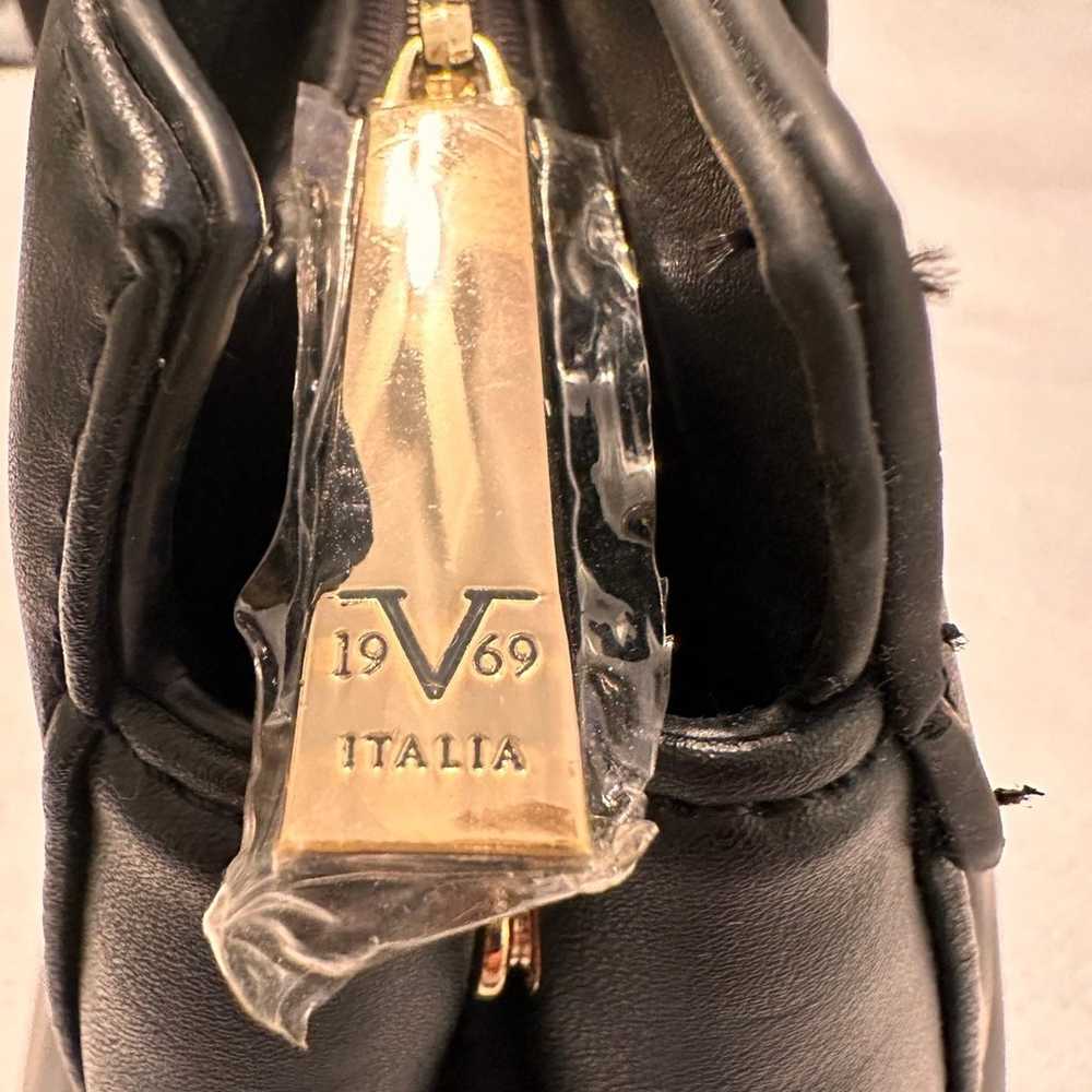 V 1969 Versace Black Leather Handbag - image 12
