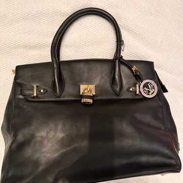 V 1969 Versace Black Leather Handbag - image 1