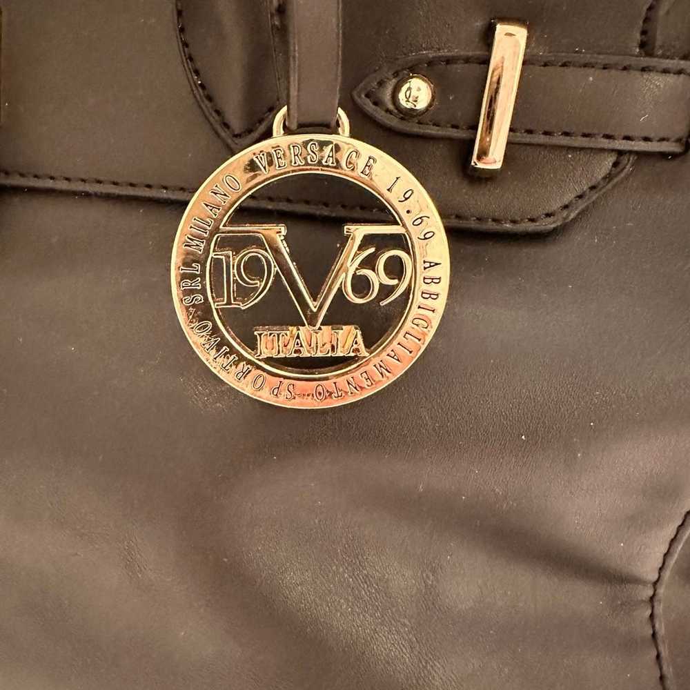 V 1969 Versace Black Leather Handbag - image 4