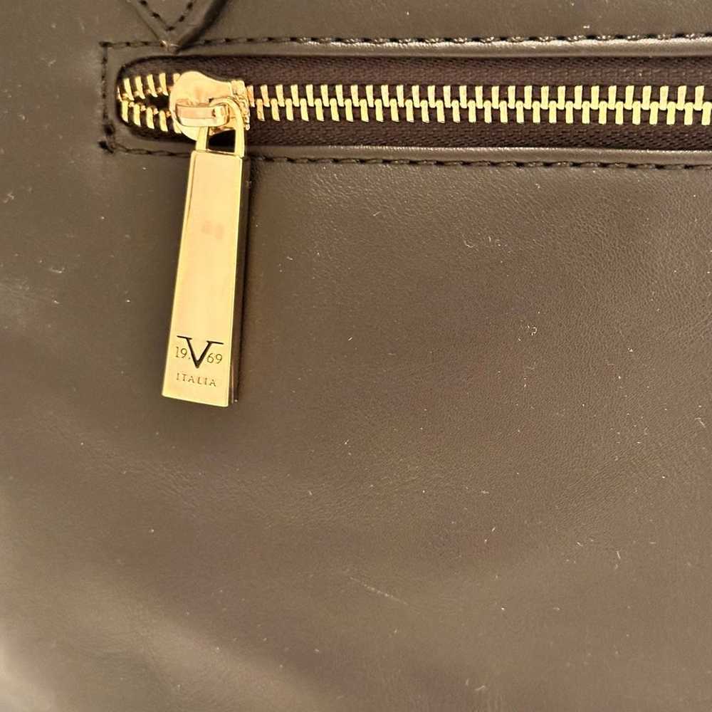 V 1969 Versace Black Leather Handbag - image 5