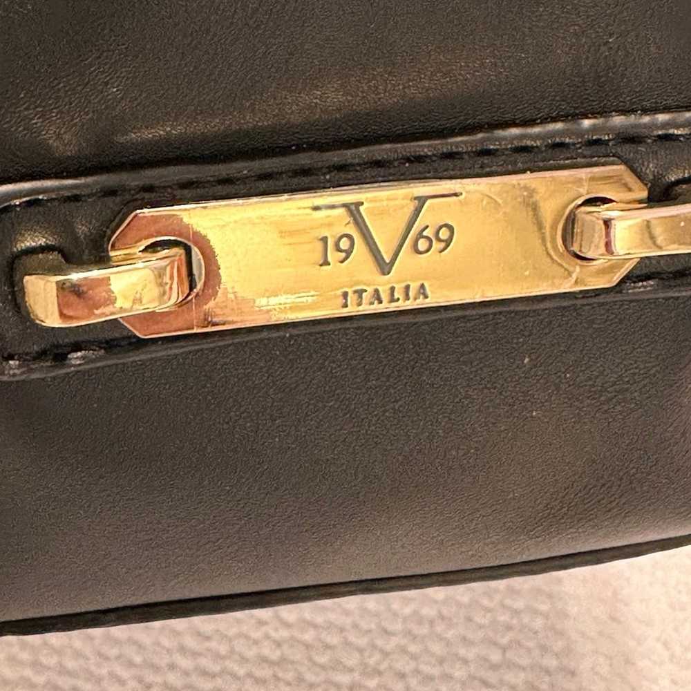 V 1969 Versace Black Leather Handbag - image 9