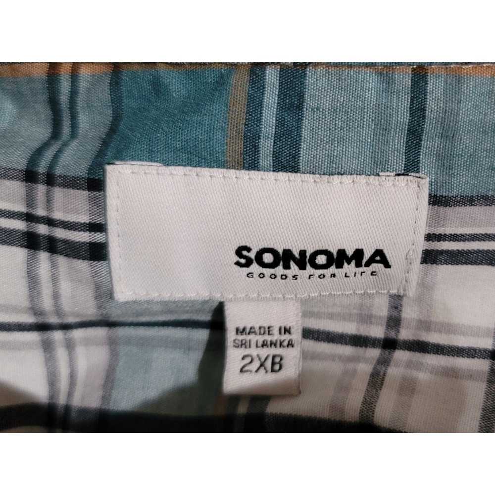 Sonoma Sonoma Green Tan Plaid Button Men's Shirt … - image 3
