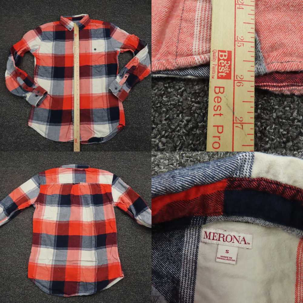 Merona Merona Shirt Adult Small Red & Blue Plaid … - image 4
