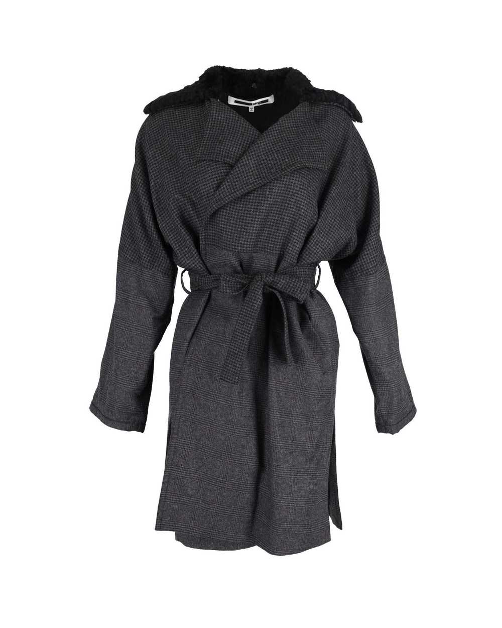 Alexander McQueen Grey Wool Check Kimono Coat wit… - image 1