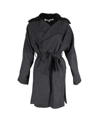 Alexander McQueen Grey Wool Check Kimono Coat with