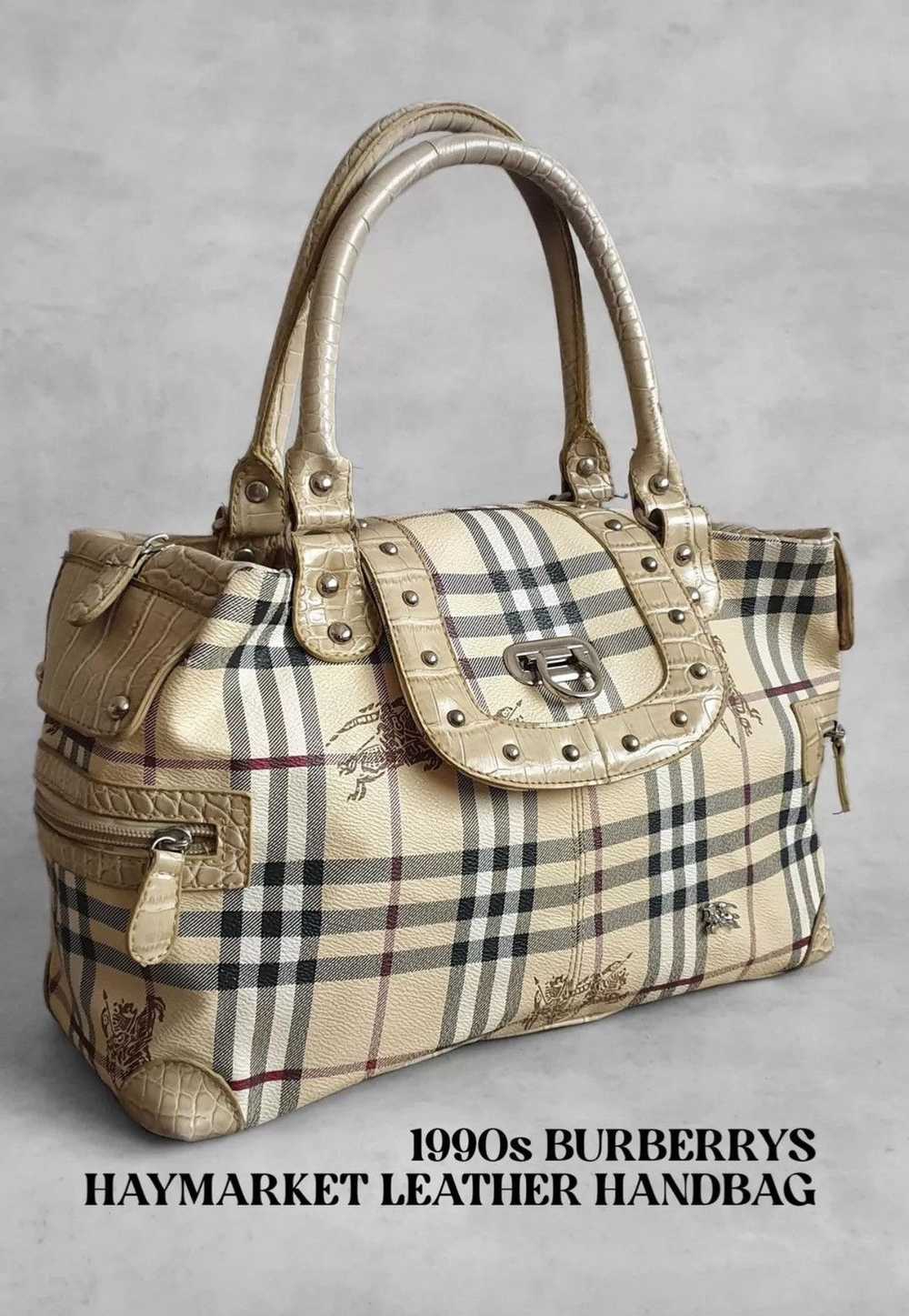 Burberry × Vintage 1990s Burberrys Harymarket Lea… - image 1