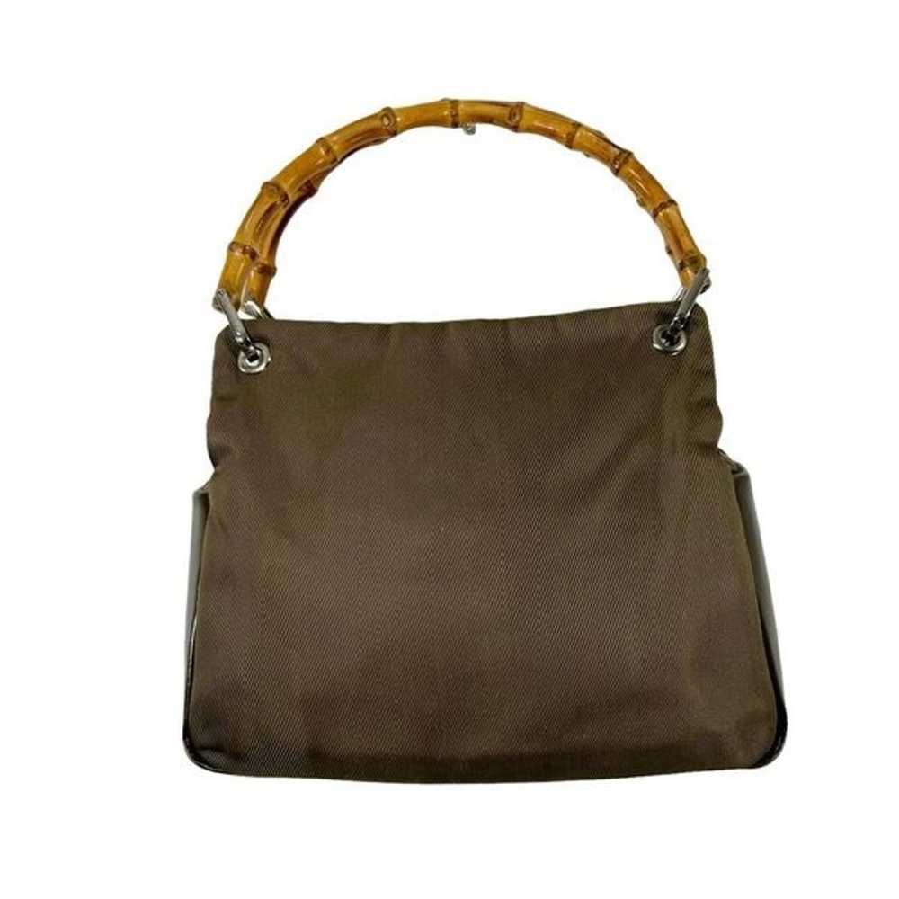 Gucci* Authentic Bamboo Top Handle Brown-Green Ny… - image 1