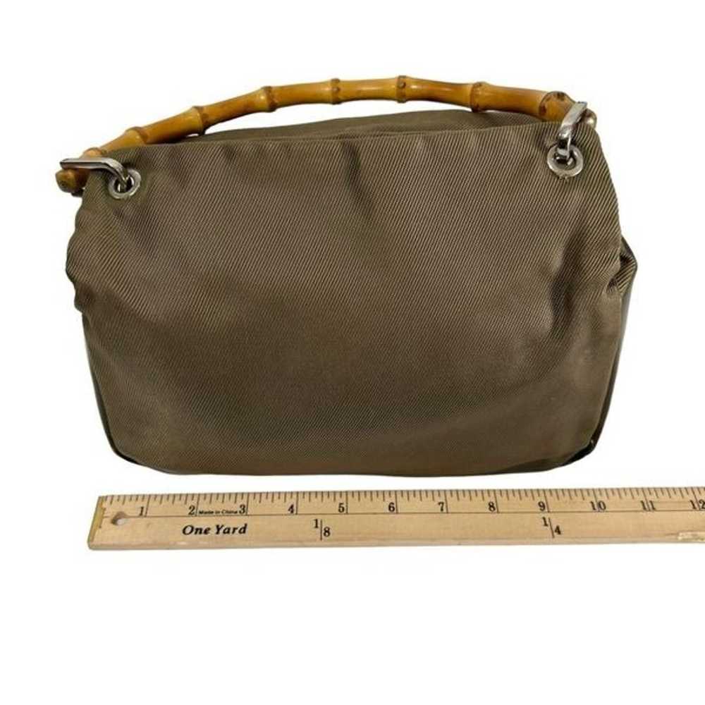 Gucci* Authentic Bamboo Top Handle Brown-Green Ny… - image 9