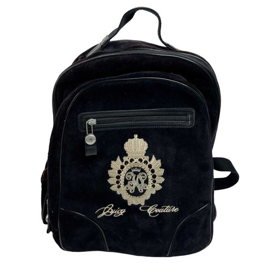 Y2K Vintage JUICY COUTURE Black Velour Backpack B… - image 1