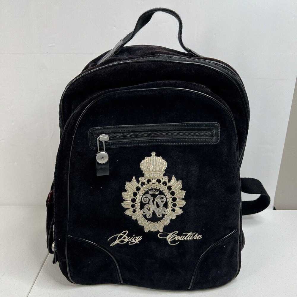 Y2K Vintage JUICY COUTURE Black Velour Backpack B… - image 2